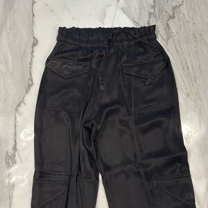Ganni High Rise satin cargo pants black size 38